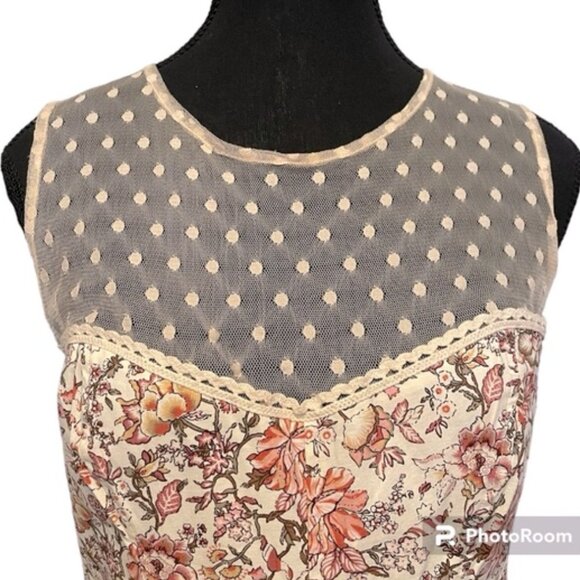 Atmosphere Delicate Floral Midi Dress Sweetheart Mesh Dot Illusion Neckline - Picture 4 of 13